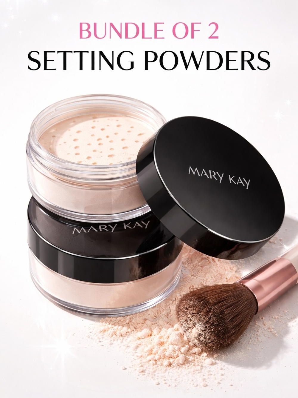 Mary Kay Translucent Beige Setting Powder Duo with Black Caps
